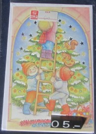 05 CHRISTMAS POSTALES NAVIDEÑAS NIÑOS MONTANDO ARBOL